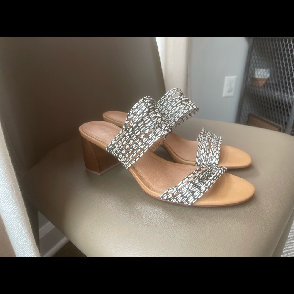 NEW Madewell The Meg Sandal in Snake Embossed Leather with chunky block heels